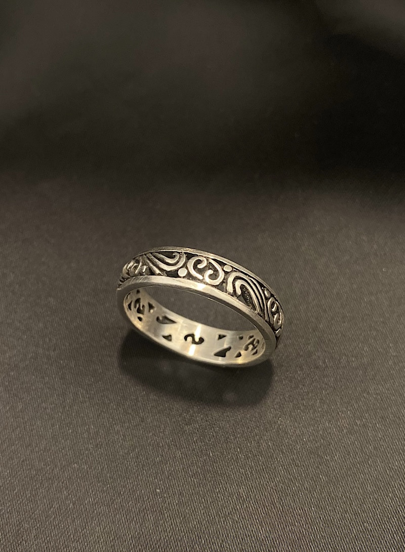 antique wave 925silver ring