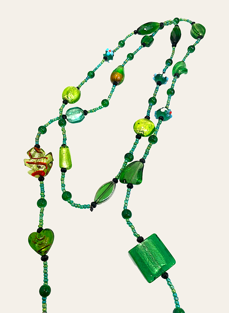 art glass beads long necklace