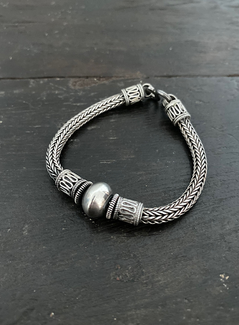 Ball antique braid 925silver bracelet