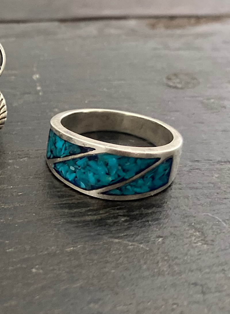 Turquoise inlay 925silver ring