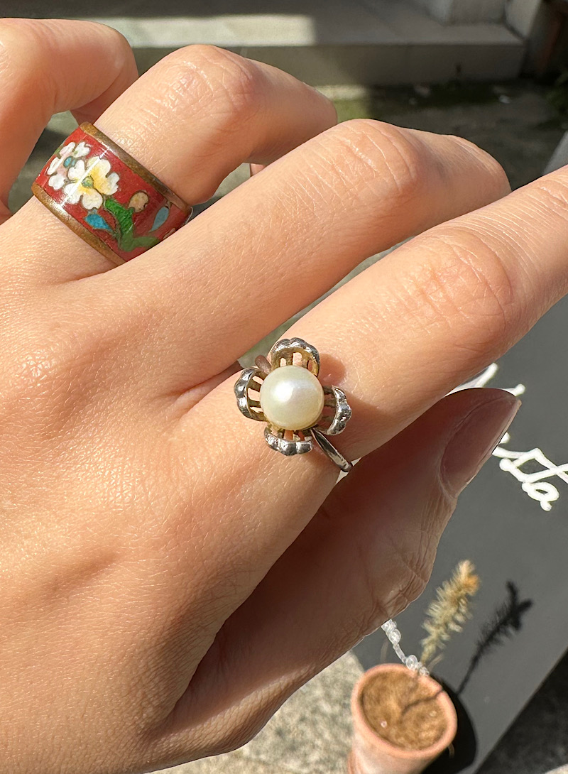 Flower Pearl 925silver ring