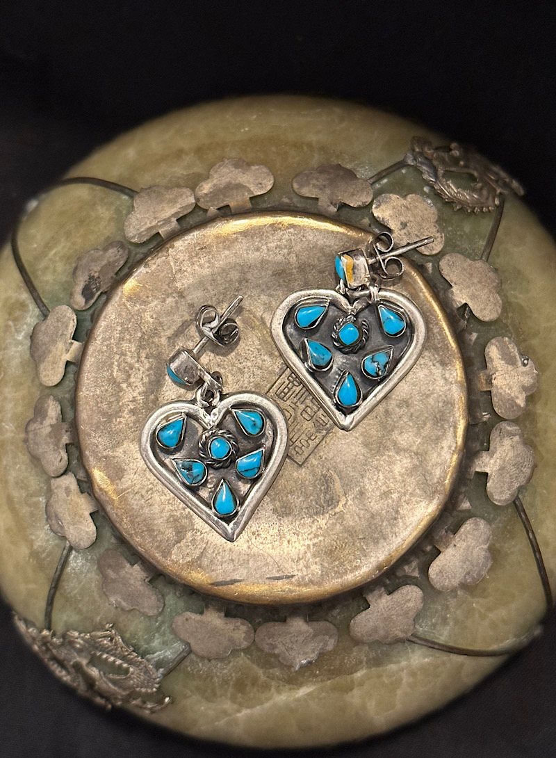 Mexico turquoise heart 925silver earring