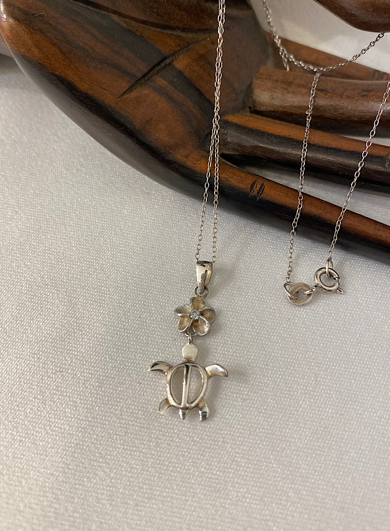 Turtle flower 925silver necklace