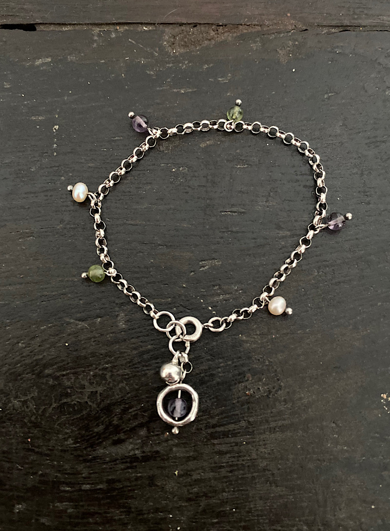 Beads Pearl Charm 925silver bracelet