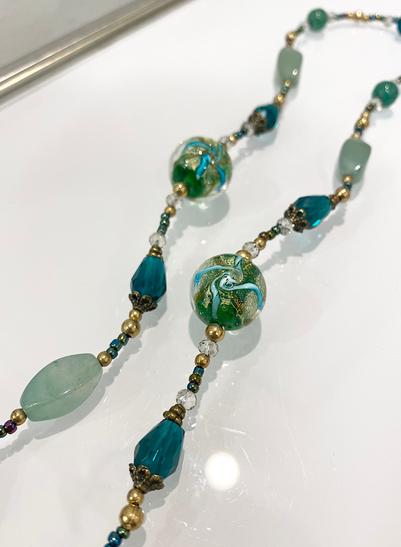 Green Art Glass Necklace 2