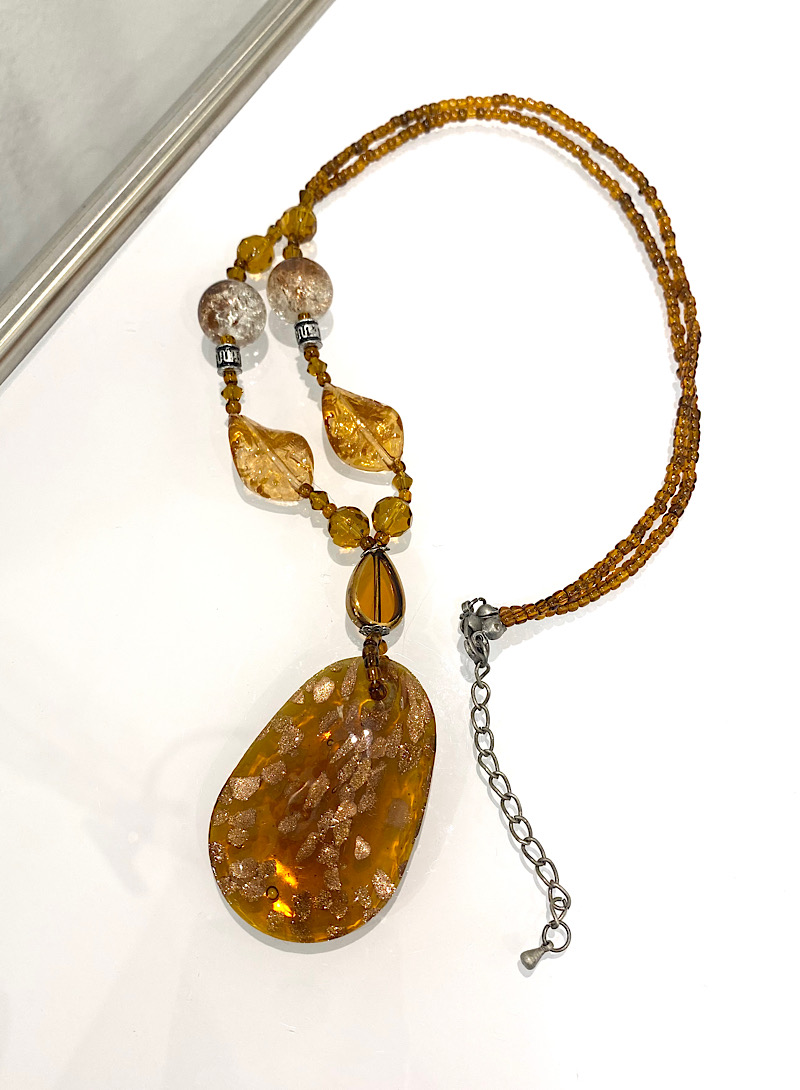 Champagne Brown Art Glass Necklace