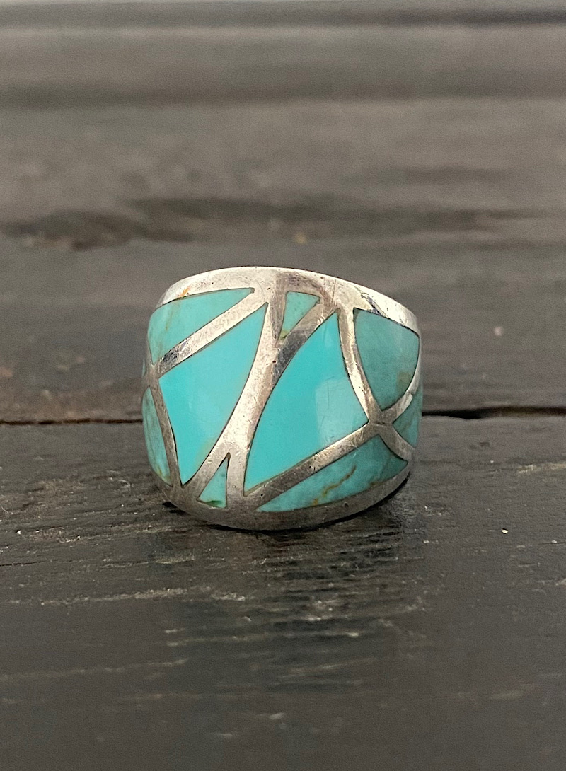 Turquoise mosaic 925silver ring