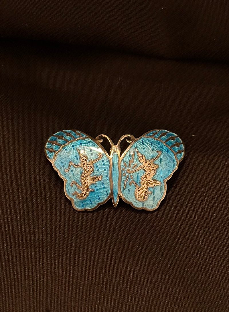 Siam Niello Butterfly 925silver Brooch/ Pendant