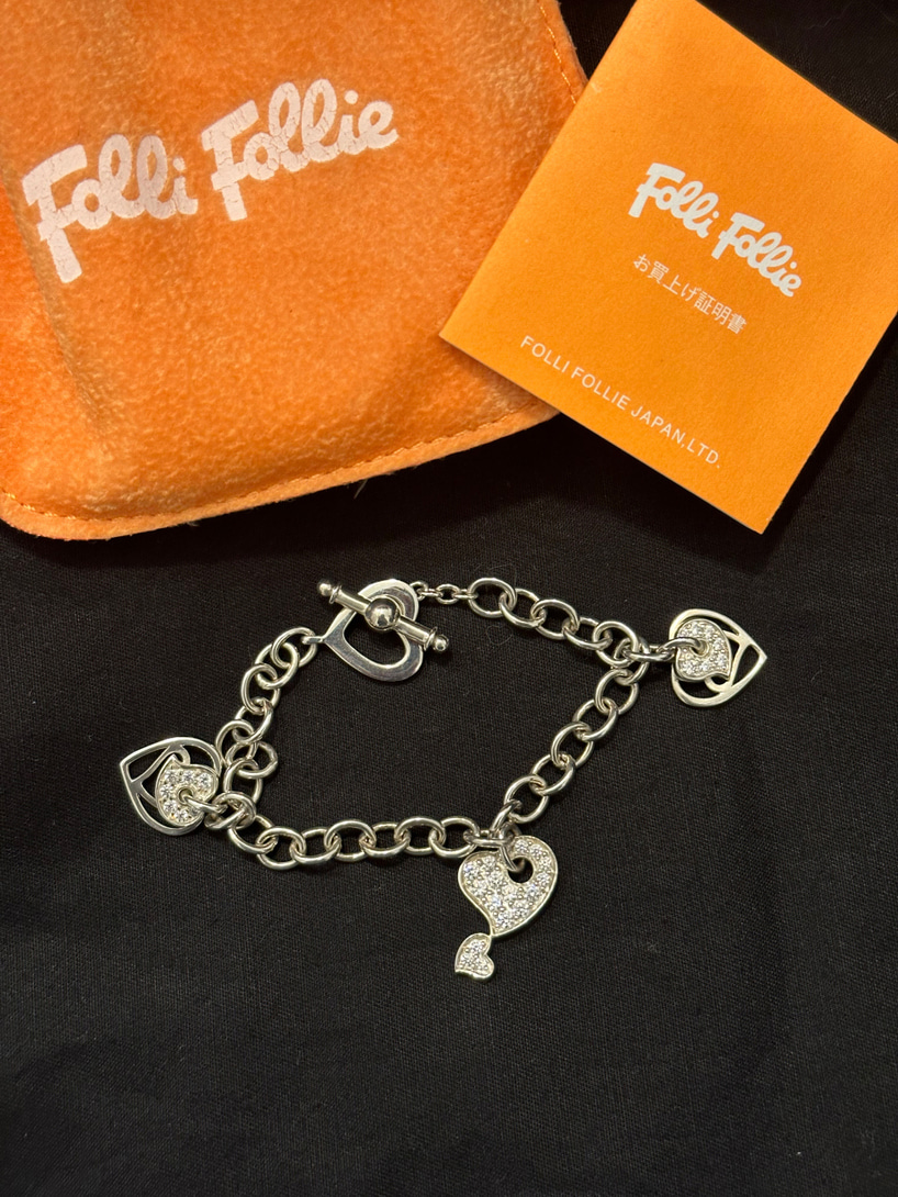Folli Follie 925silver heart charm bracelet