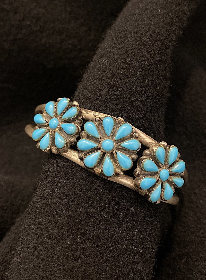 Indian turquoise flower 925silver bangle