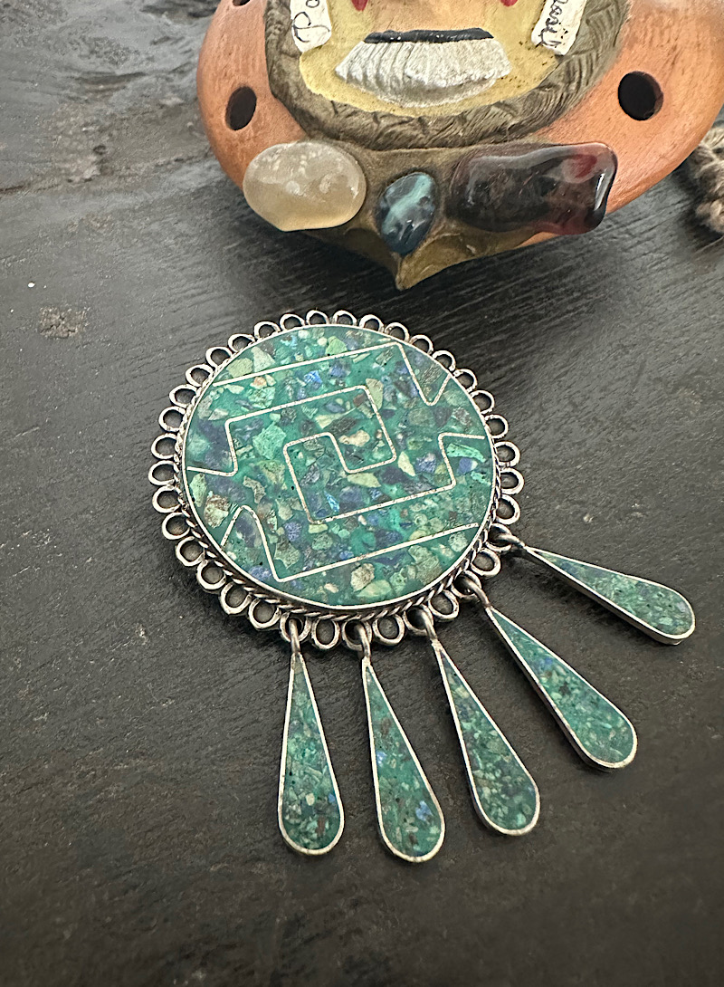 Mexico Turquoise 925silver pendant/brooch