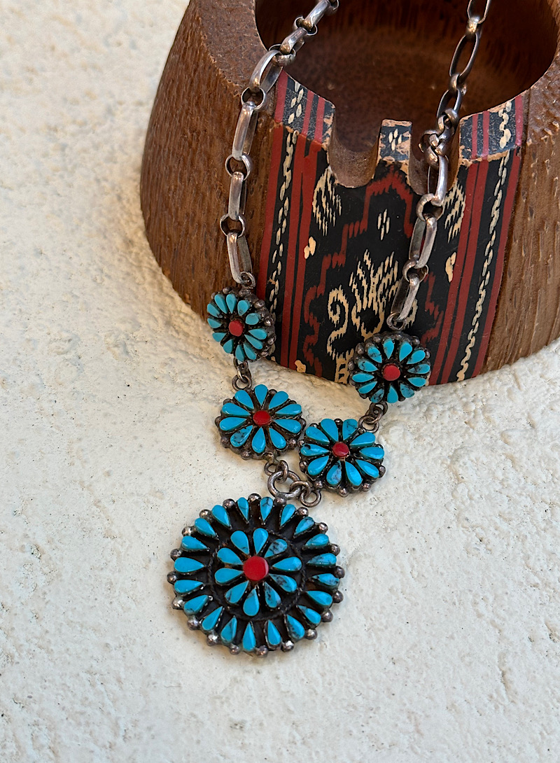 Turquoise blossom 925silver necklace