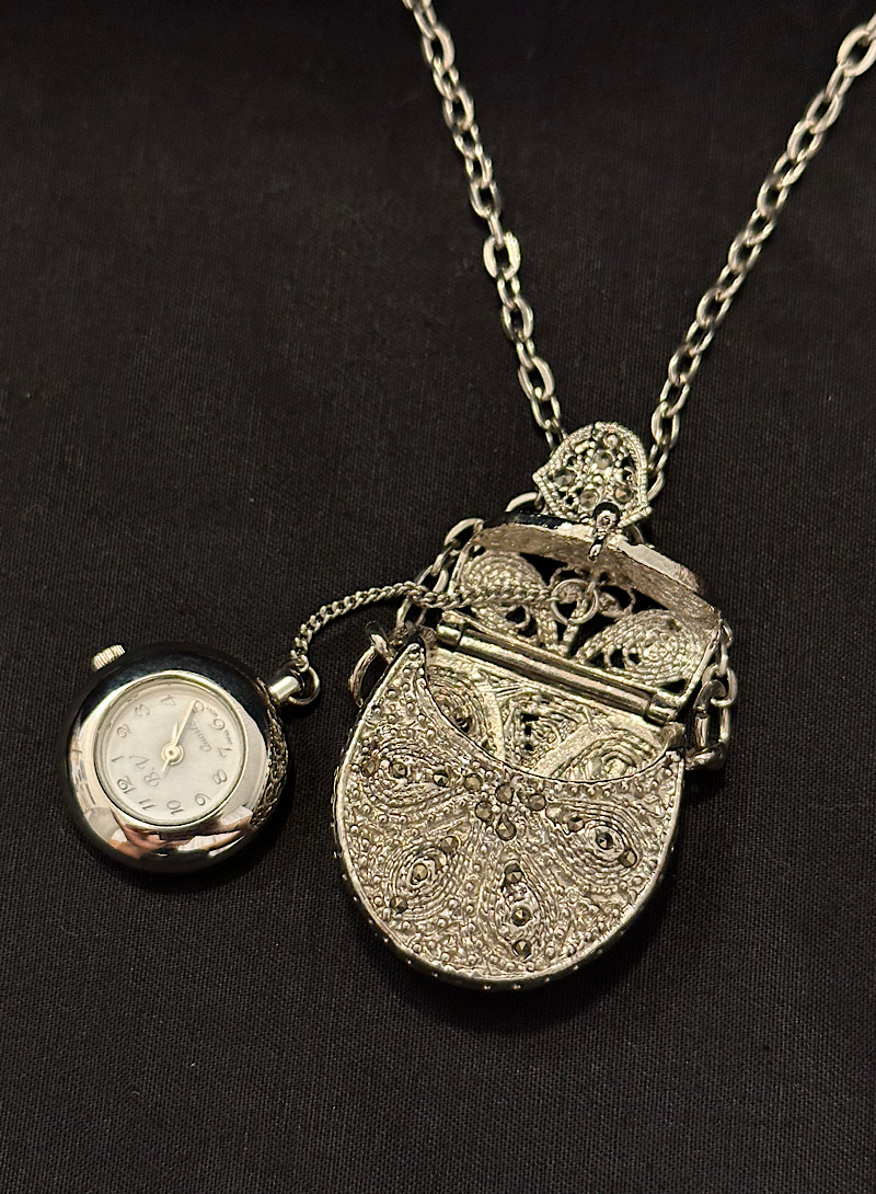 Marcasite watch necklace/bag