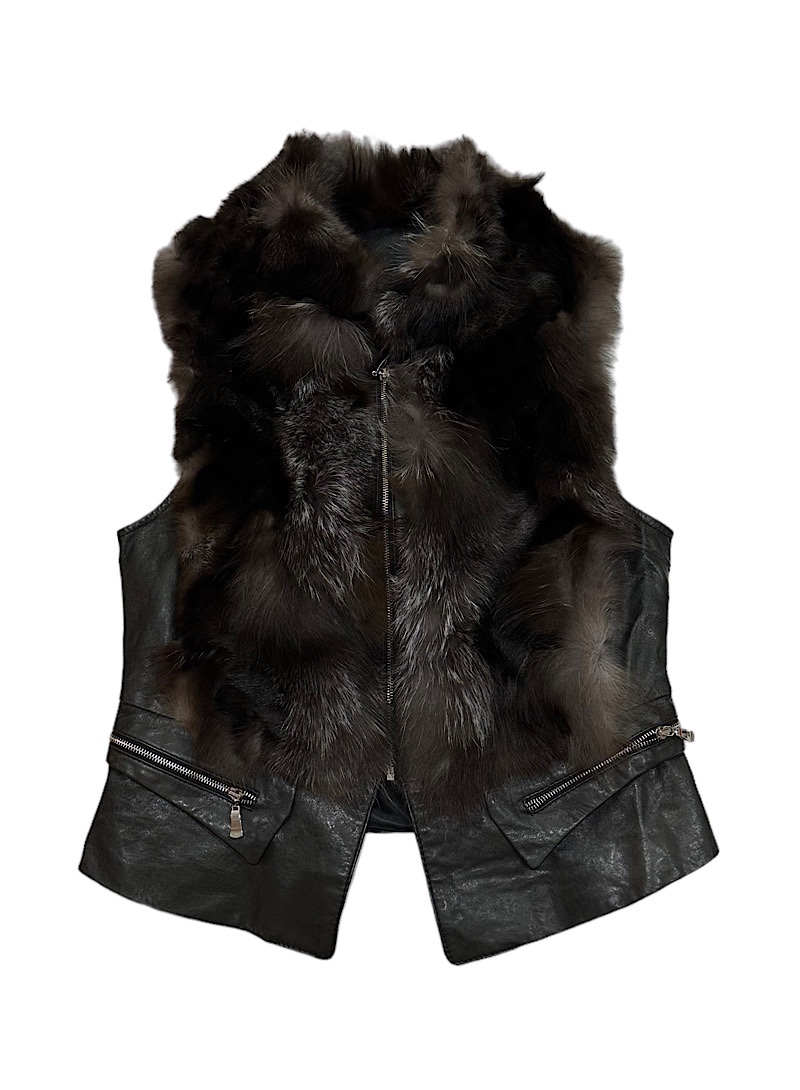 fox fur leather vest