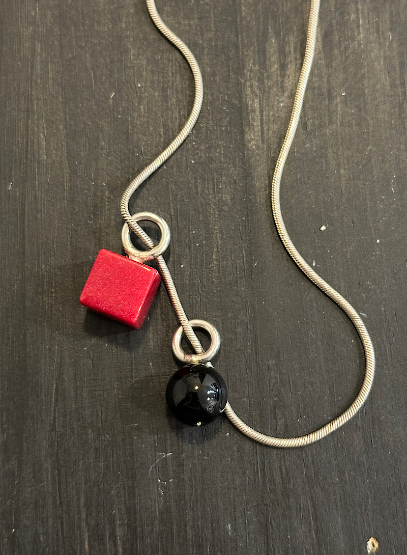 Red&amp;Black 925silver necklace