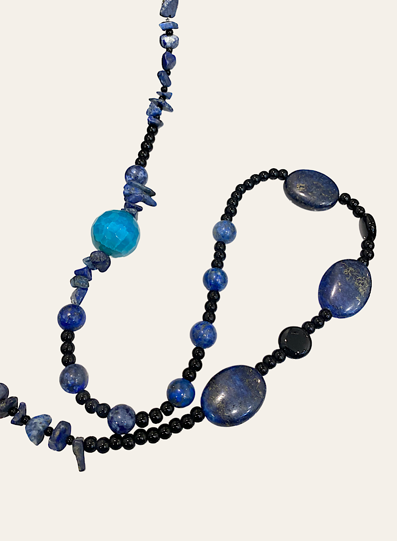 lapis lazuli onyx long necklace