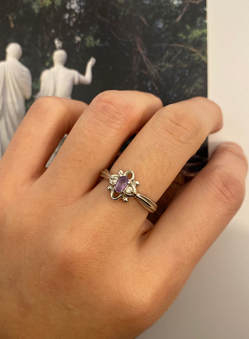 Purple flower 925sipver ring