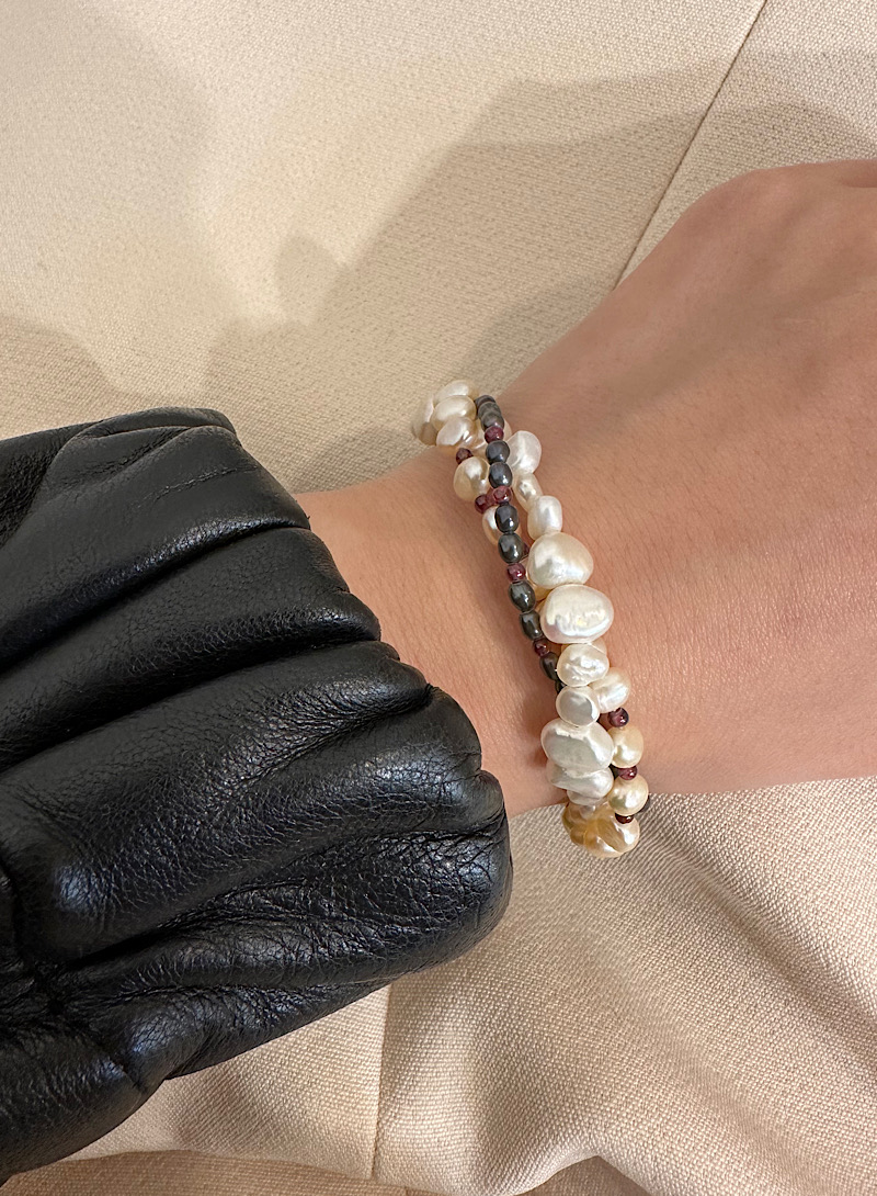 3line pearl 925silver bracelet