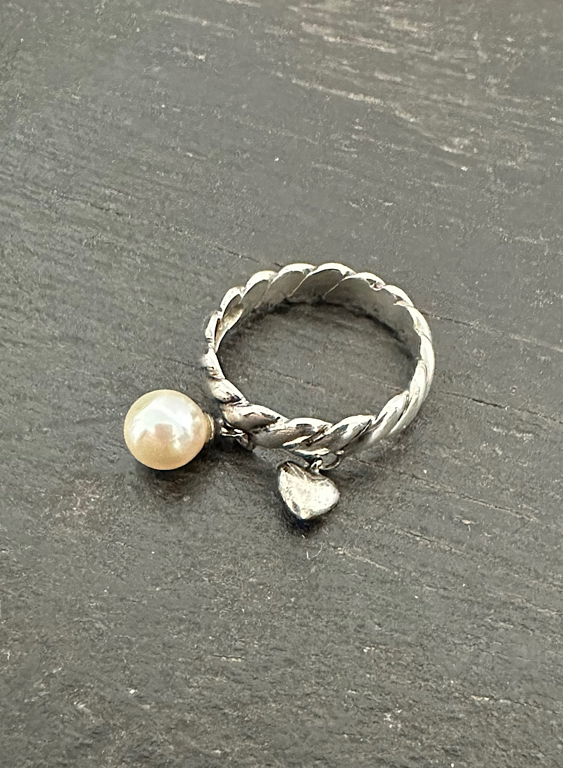 Pearl heart 925silver ring