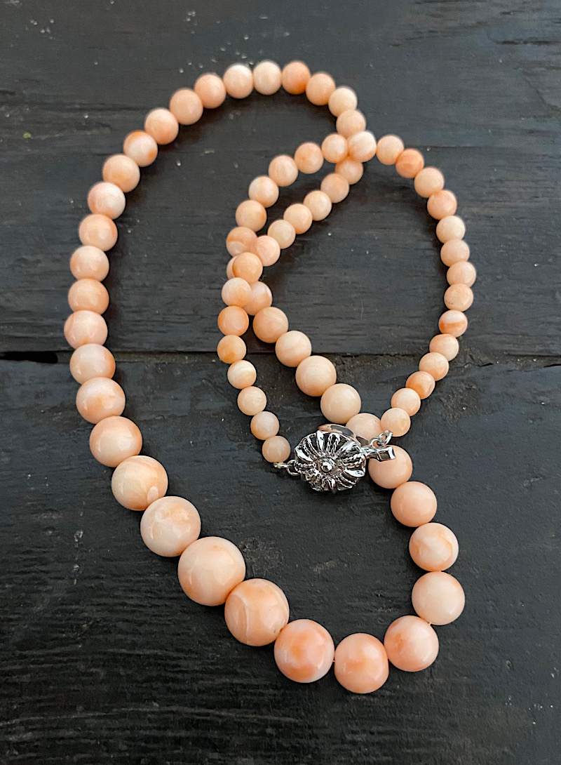 Round Coral Silver Necklace