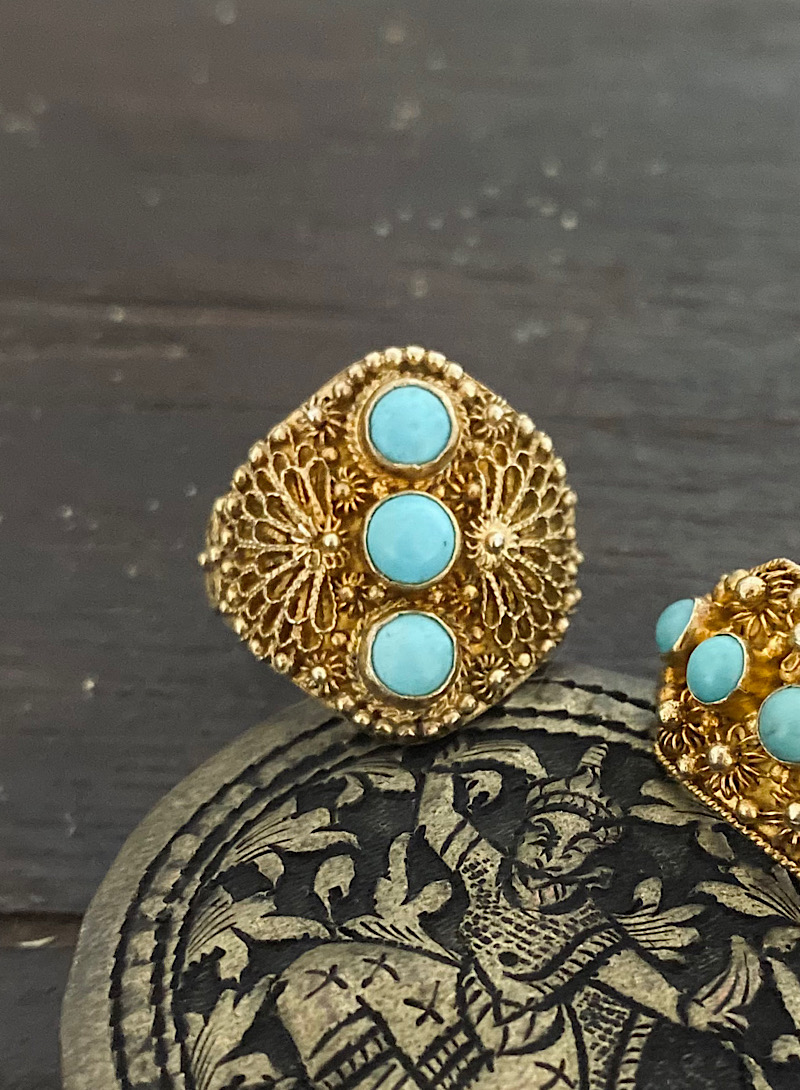 Turquoise 14gold plating 925silver ring