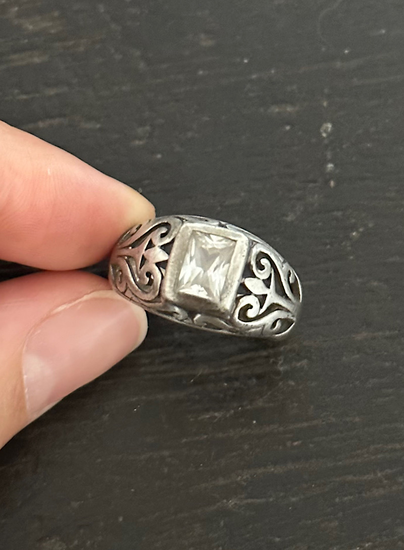 Cubic antique 925silver ring