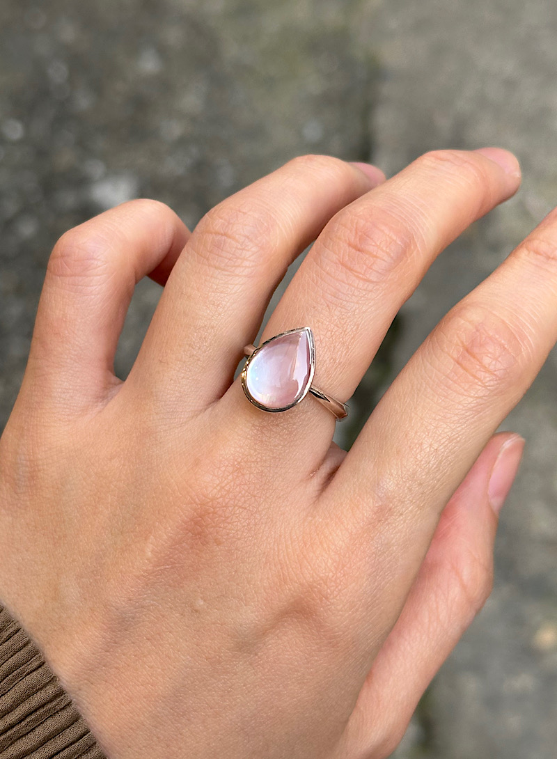 Pink mother-of-pearl 925silver ring