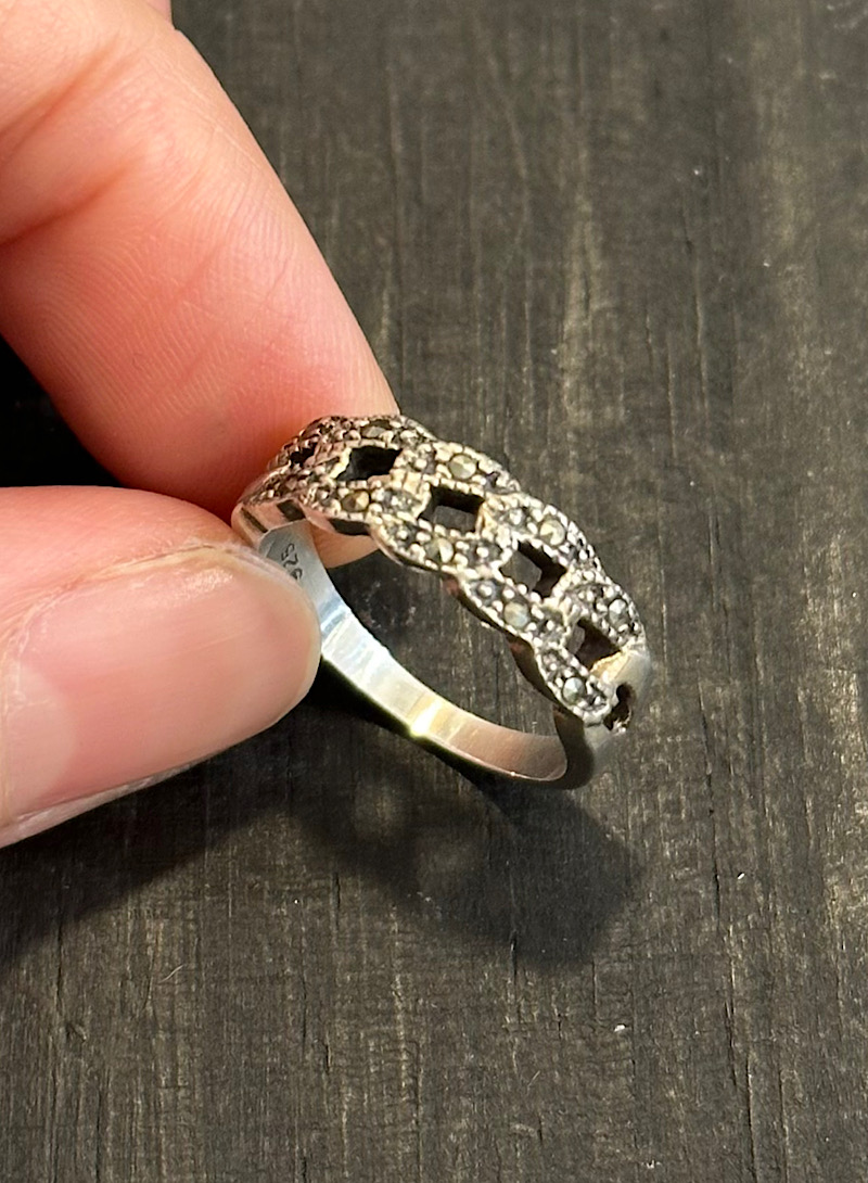 marcasite chain 925silver ring